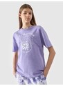 4F T-shirt oversize marškinėliai su grafika mergaitėms - violetiniai