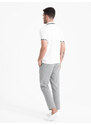 Ombre Clothing Vyriški elastano polo marškinėliai su kontrastingais elementais - balti V1 OM-POSS-0123
