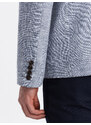 Ombre Clothing Vyriškas reguliaraus kirpimo švarkas su linu - šviesiai mėlynas V3 OM-BLZB-0128