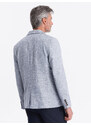 Ombre Clothing Vyriškas reguliaraus kirpimo švarkas su linu - šviesiai mėlynas V3 OM-BLZB-0128